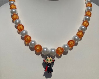 Collar Drácula / Collar naranja de Halloween / Collar de Halloween vampiro
