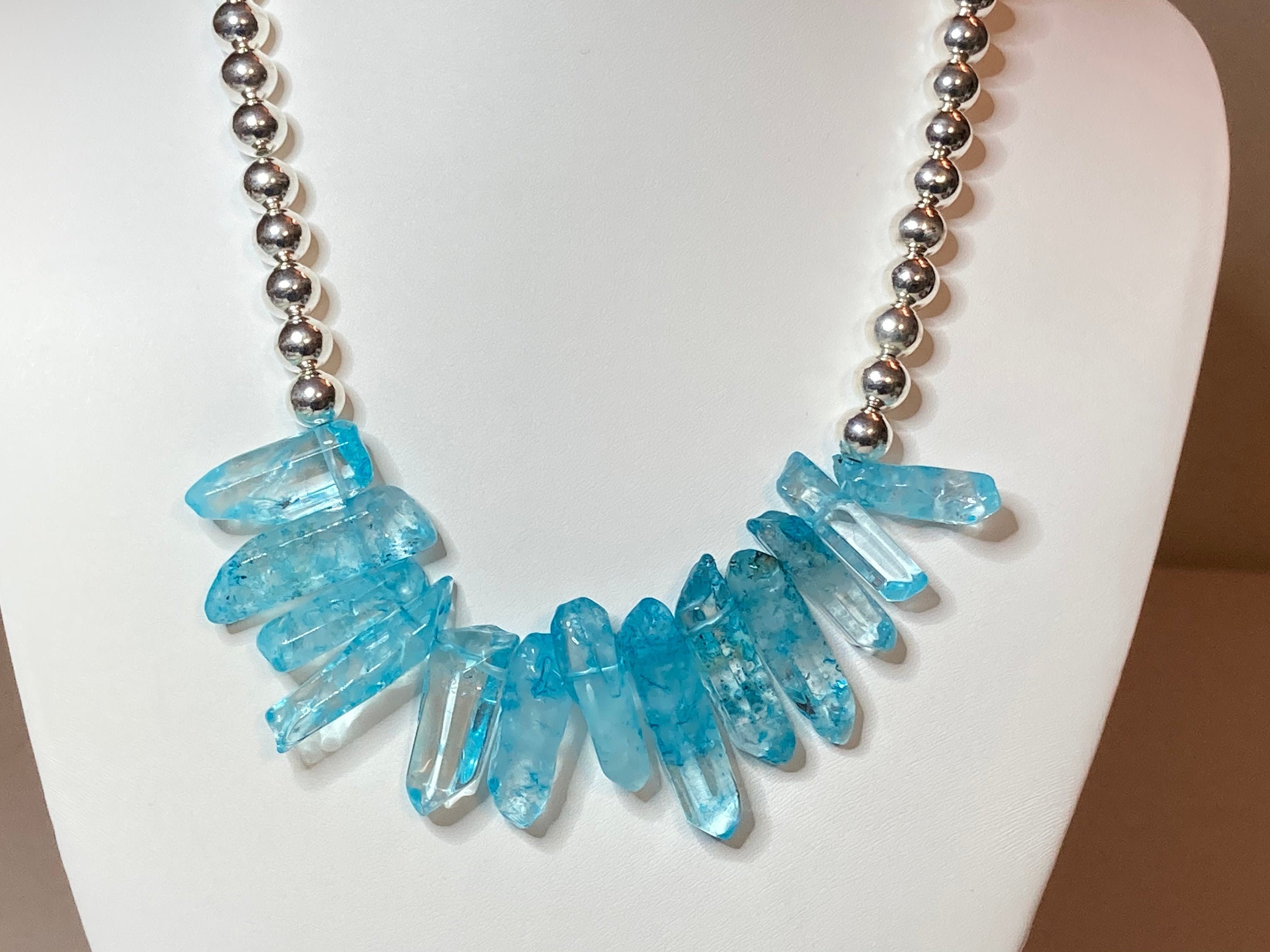 Blue Titanium Crystal Quartz Necklace