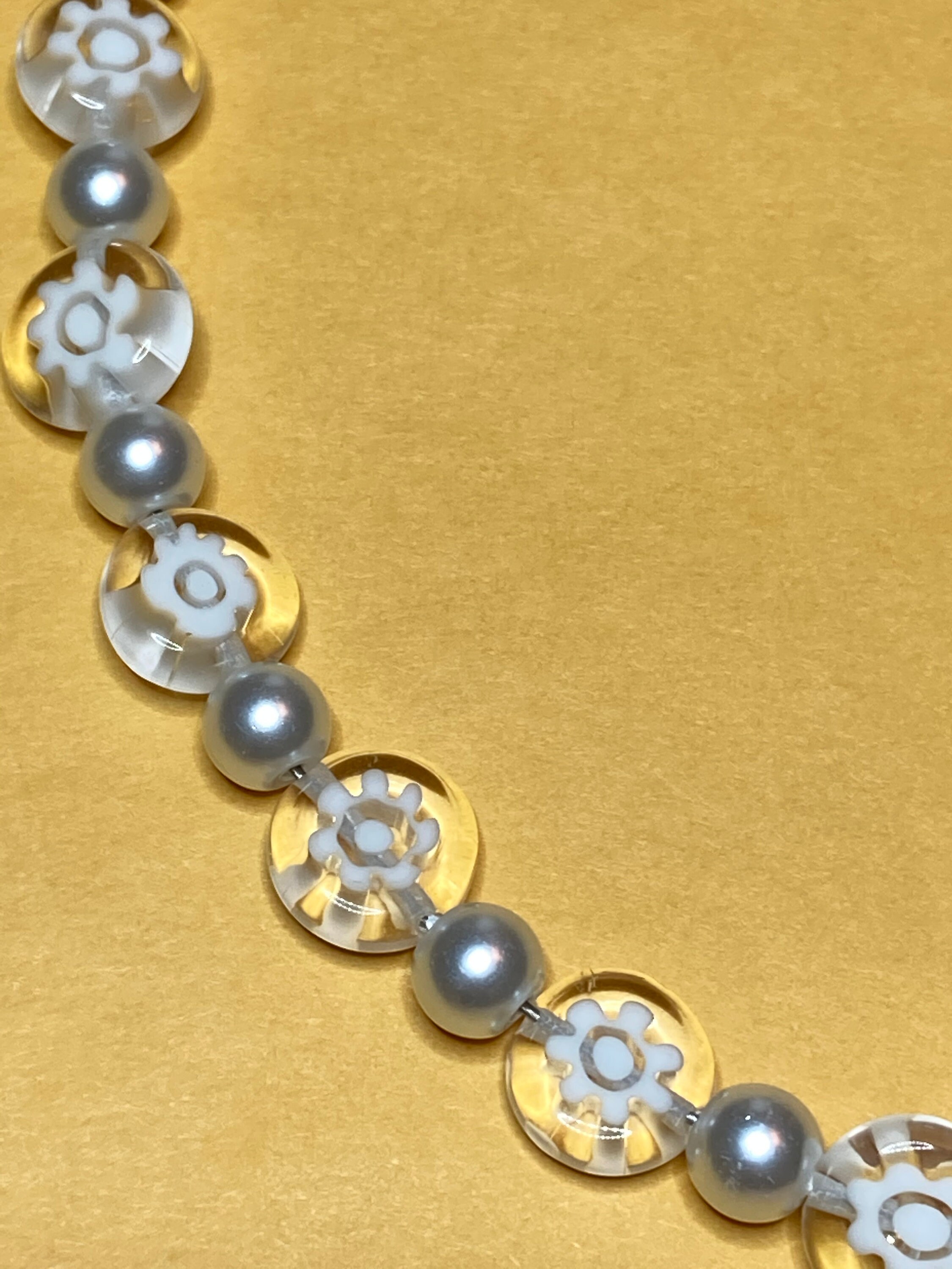 Clear Beaded Necklace / MILLEFIORI Necklace / Clear Beads With Etsy