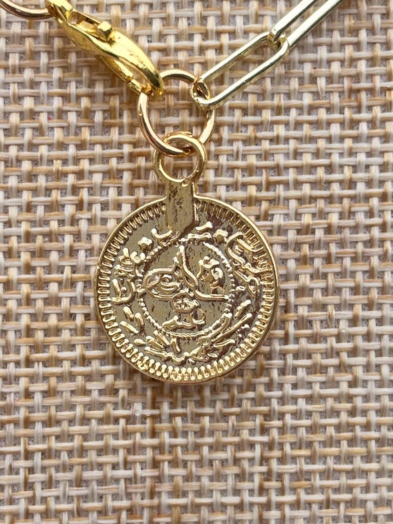 24K Plated Gold Coin Necklace / Medallion Coin Necklace