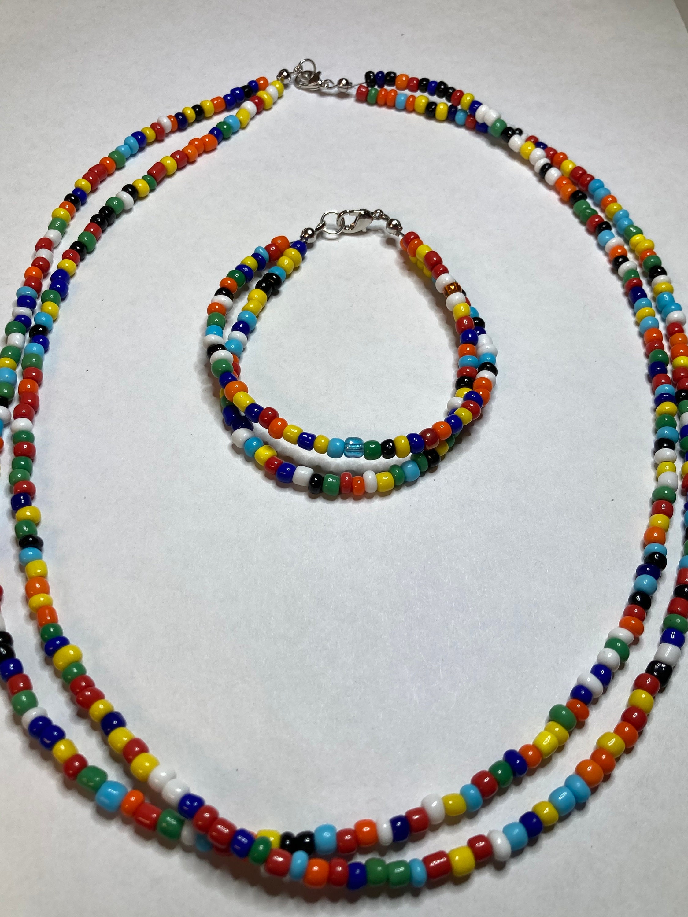 Seed Bead Necklace and Bracelet Set / Multicolor Seed Bead Etsy