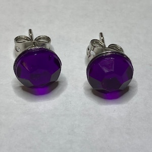 Dark Purple Post Earrings/Purple Gem Earrings
