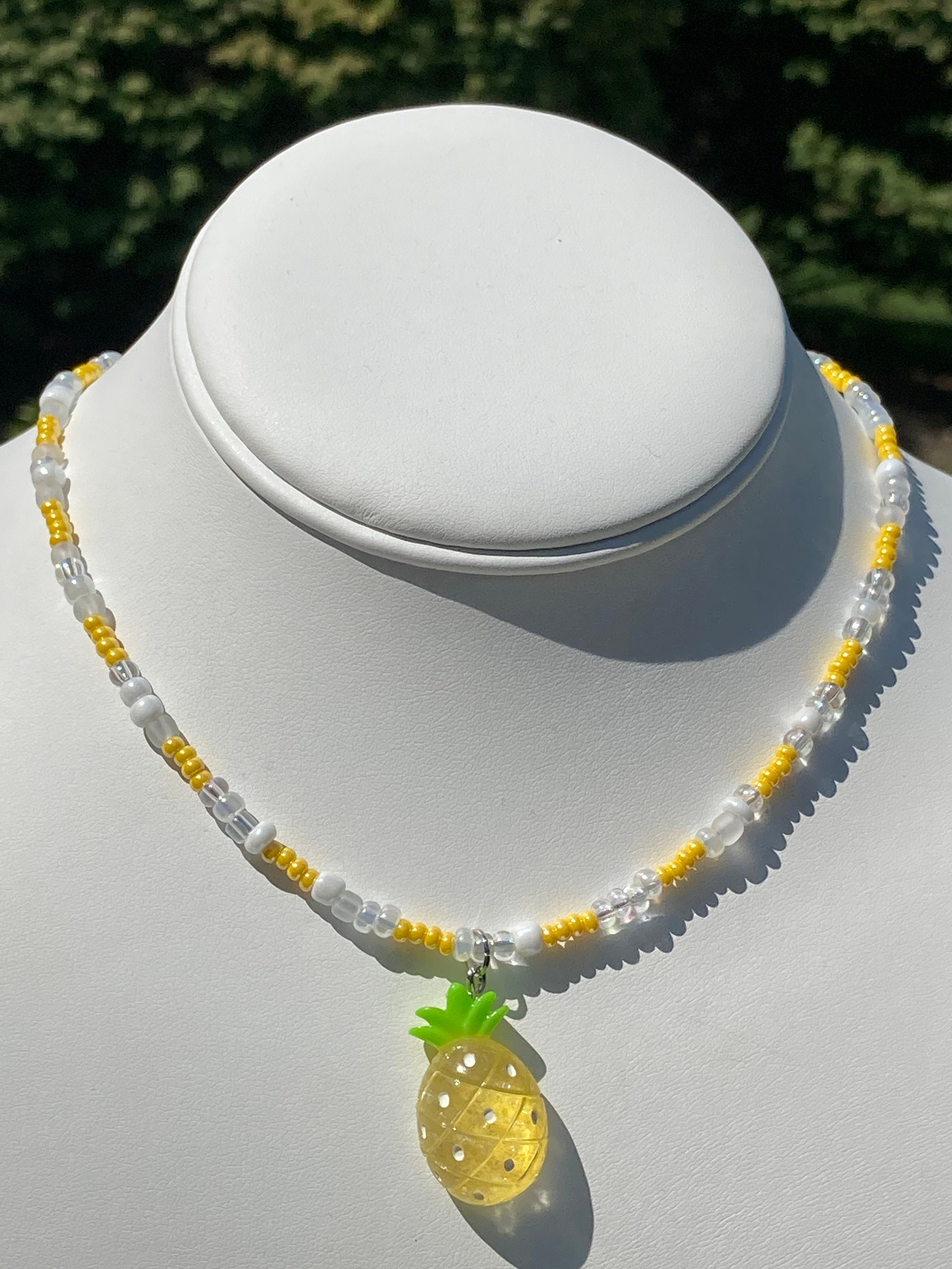 Pineapple Seed Bead Necklace / Yellow Pineapple Seed Bead