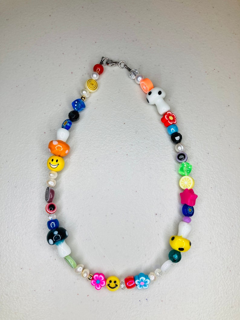 Y2K Necklace / Mismatch Necklace / Mushroom / Smiley Face / - Etsy