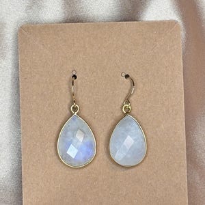 Moonstone Gemstone Pendant Faceted Pear Shape Earrings