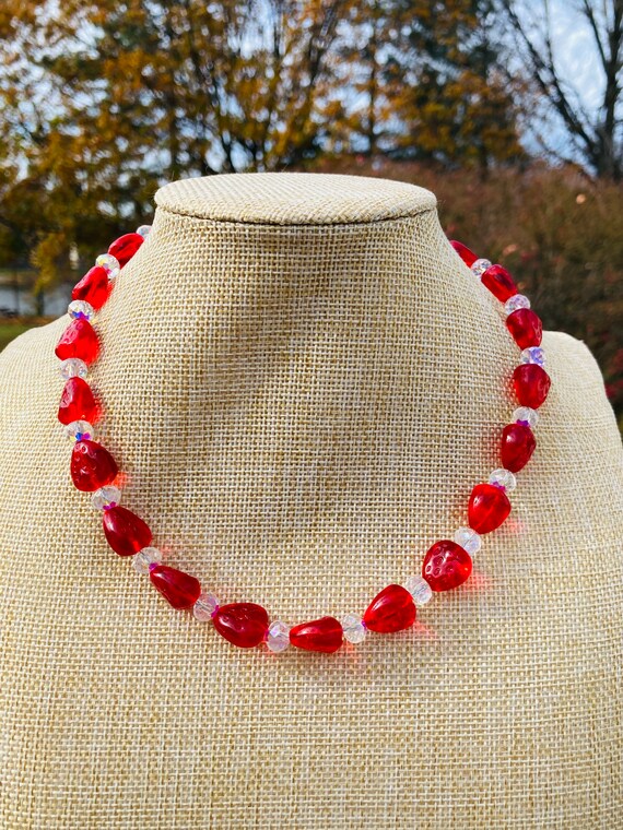 Fun Clay Beads and Czech Glass Pearl Beaded Necklace Jewelry