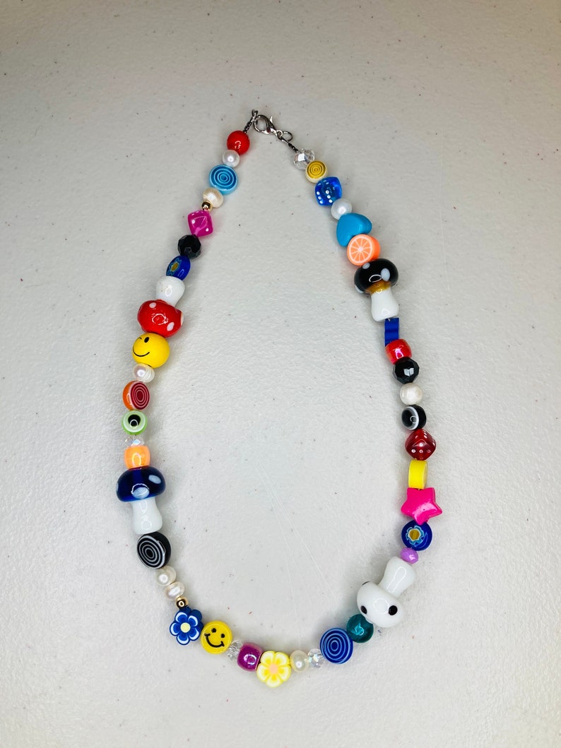 Y2K Necklace / Mismatch Necklace / Mushroom / Smiley Face / - Etsy