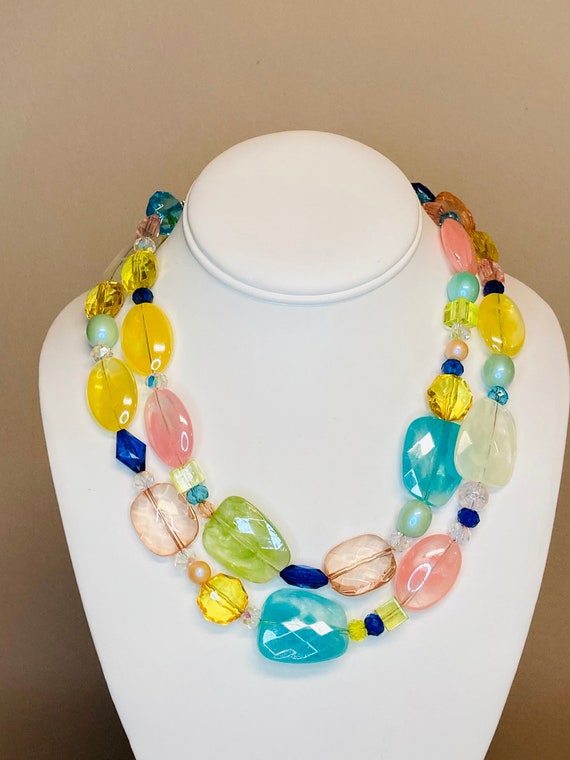 Spring Summer Chunky Necklace / Colorful Statement / Pastel - Etsy