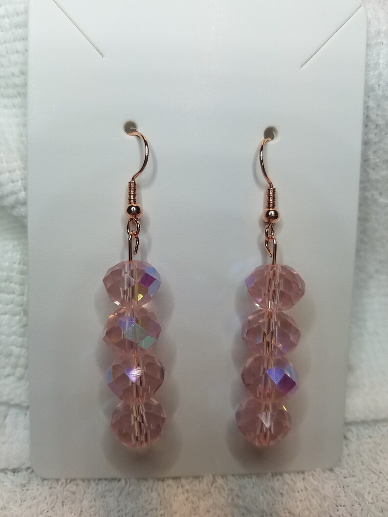 Pink Glass Beads Earrings/Dangling/Light Pink/Baby Pink/Blush Etsy