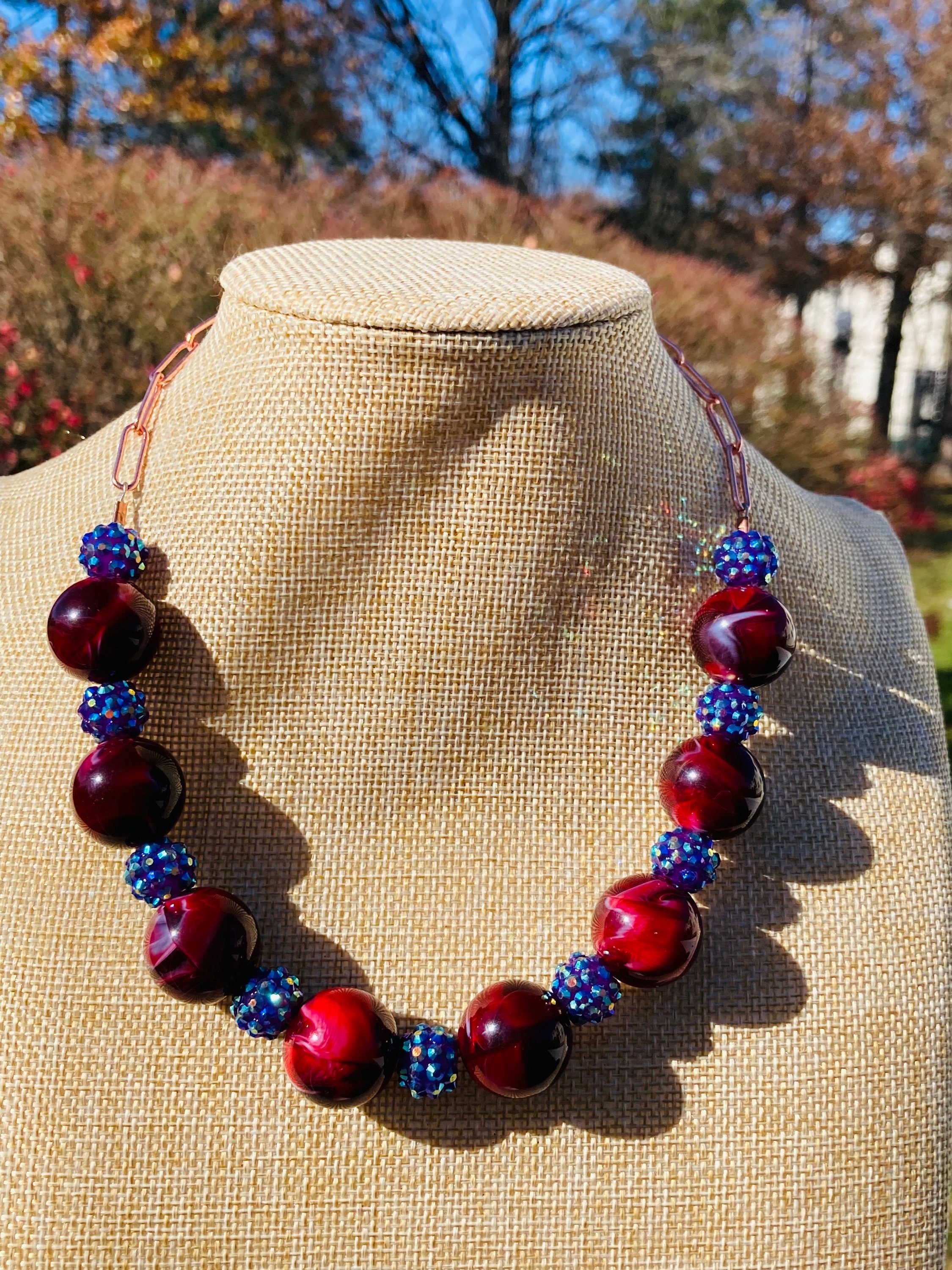 Iridescent bead necklace sale