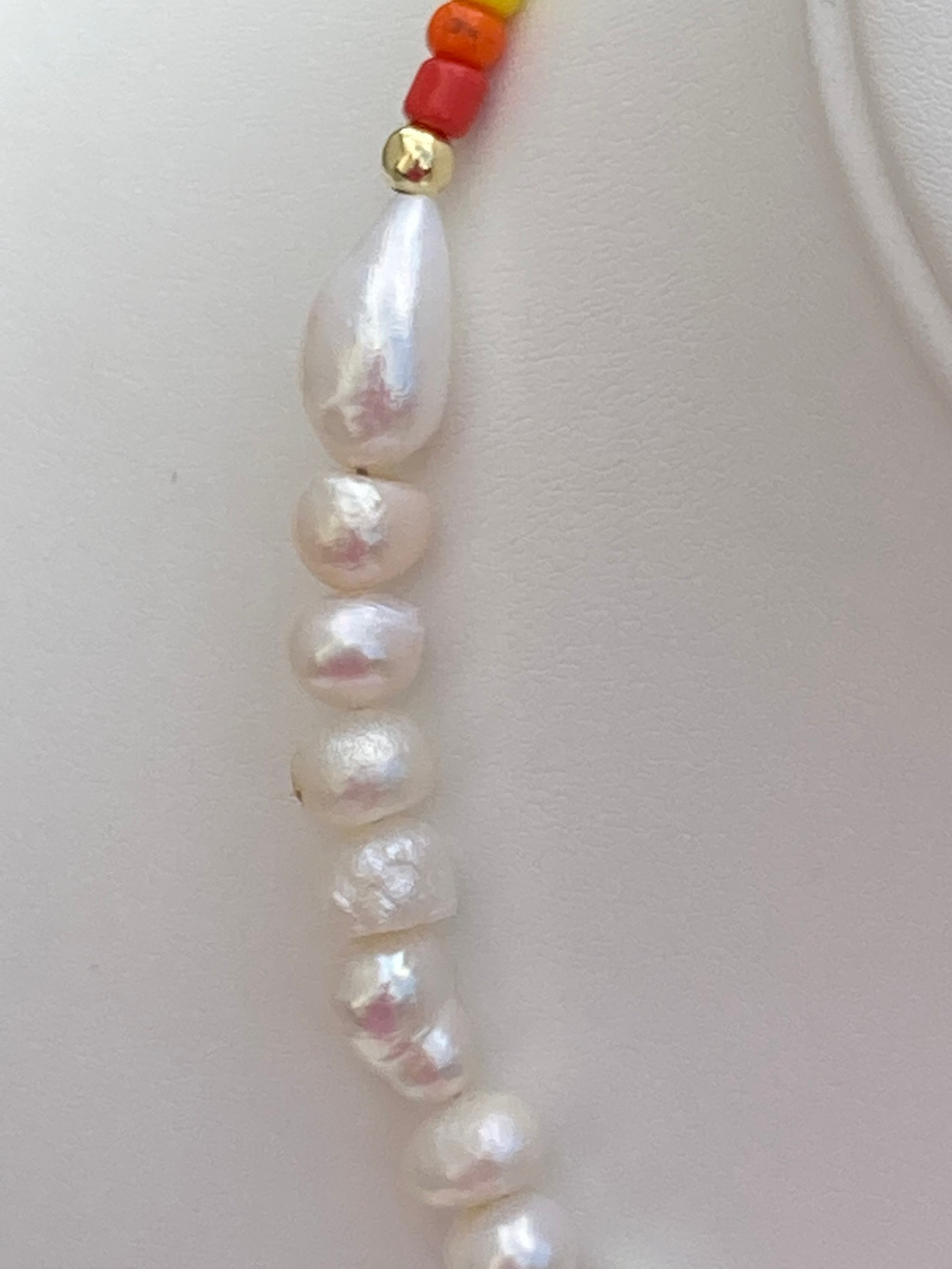 Seed Bead Pearl Beaded Necklace / Beaded Necklace / Pearl Etsy