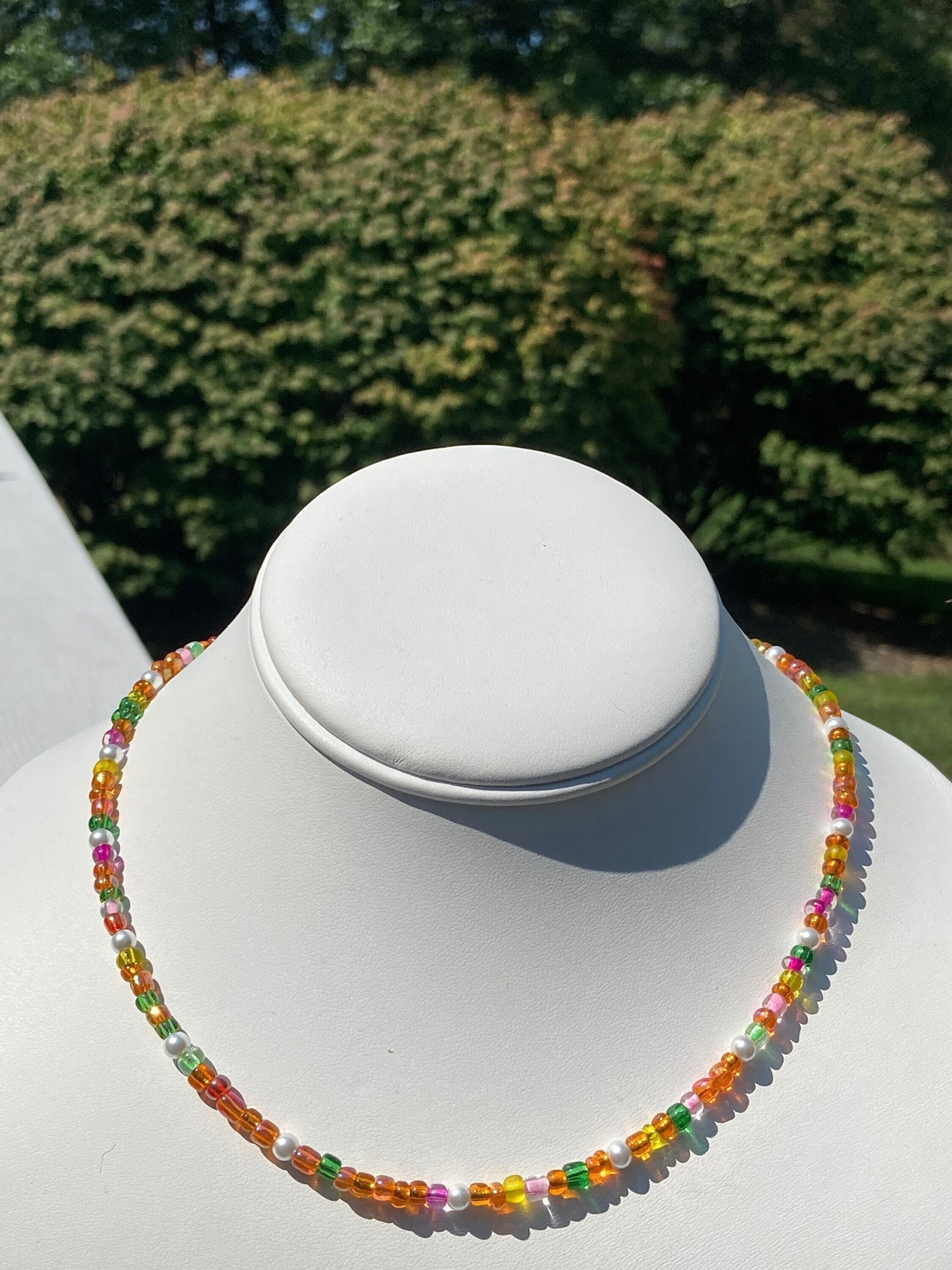 【FLAREUP】24FW★ Braided Handmade Necklace Confetti Seed Bead Necklace for Ladies / Seed Beads With