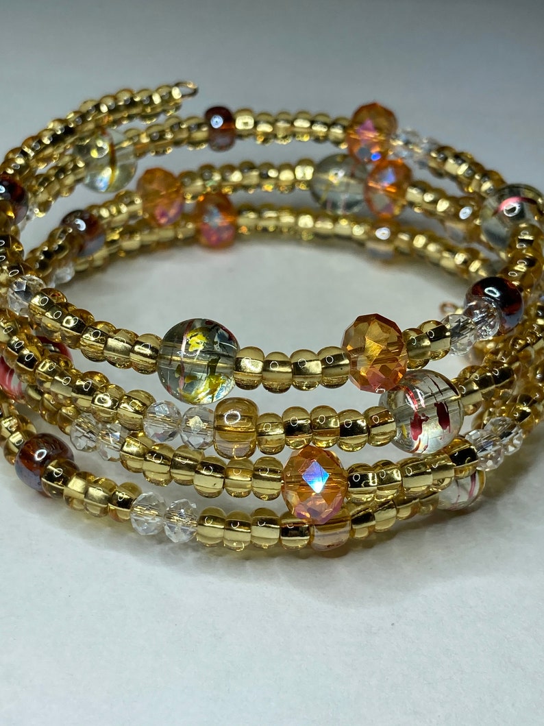 Champagne Beaded Bracelet Gold Beaded Bracelet Czech Glass Bracelet Champagne Seed Beads Gold Seed Bead Bracelet