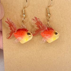 Goldfish Koi Earrings / Dangling Big Fish / Fun Cute Koi