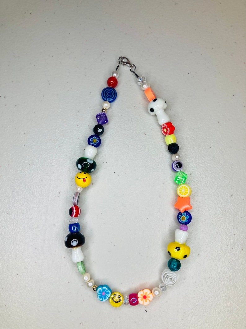 Y2K Necklace / Mismatch Necklace / Mushroom / Smiley Face / - Etsy