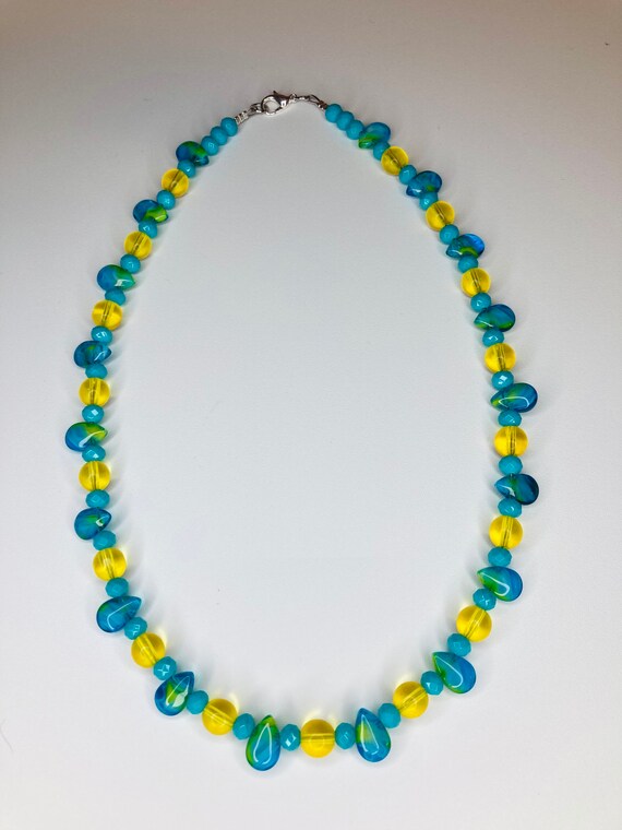 Aqua bead necklace sale