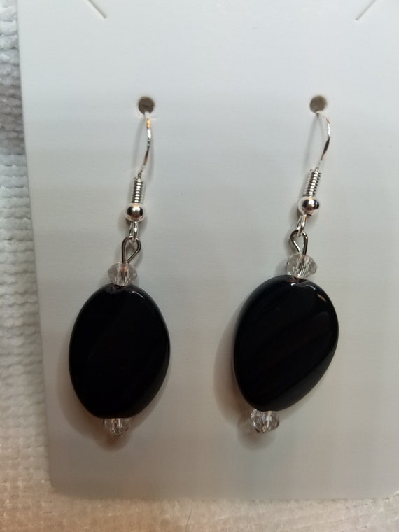 Vintage Black Glass Beads & Leather Tassel Statement Earrings - Shop BOITE  LAQUE Earrings & Clip-ons - Pinkoi