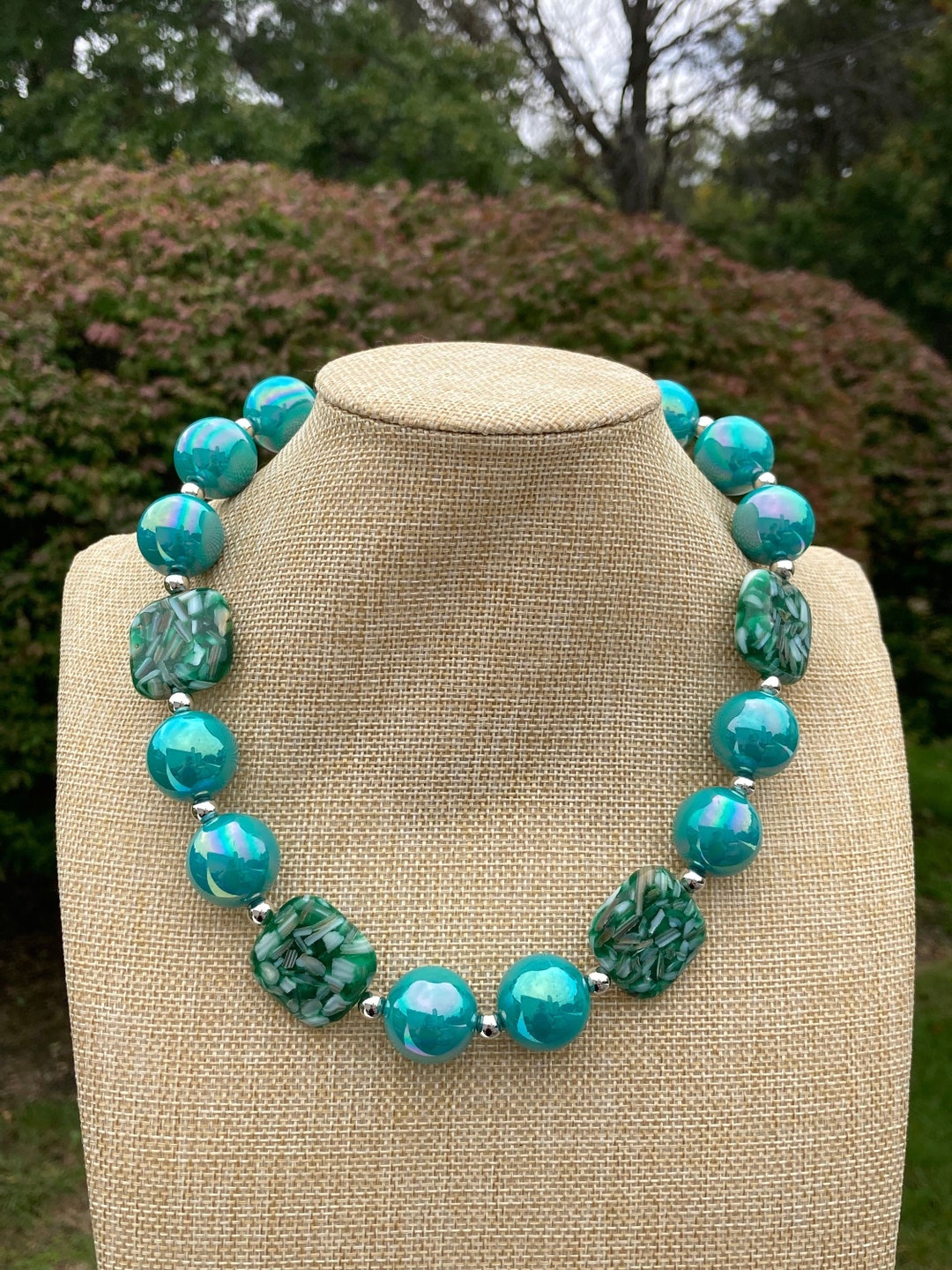 Camila Green Beaded Necklace with Shell main image 1