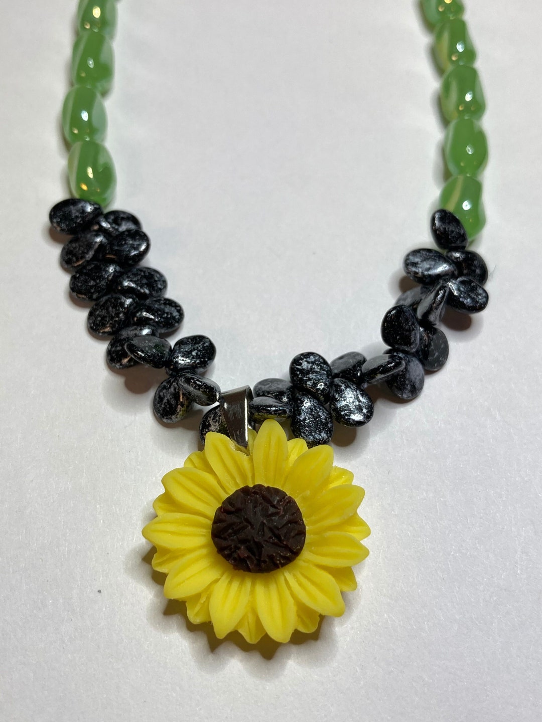 Sunflower Necklace / Yellow Sunflower Necklace / Czech Glass Etsy UK