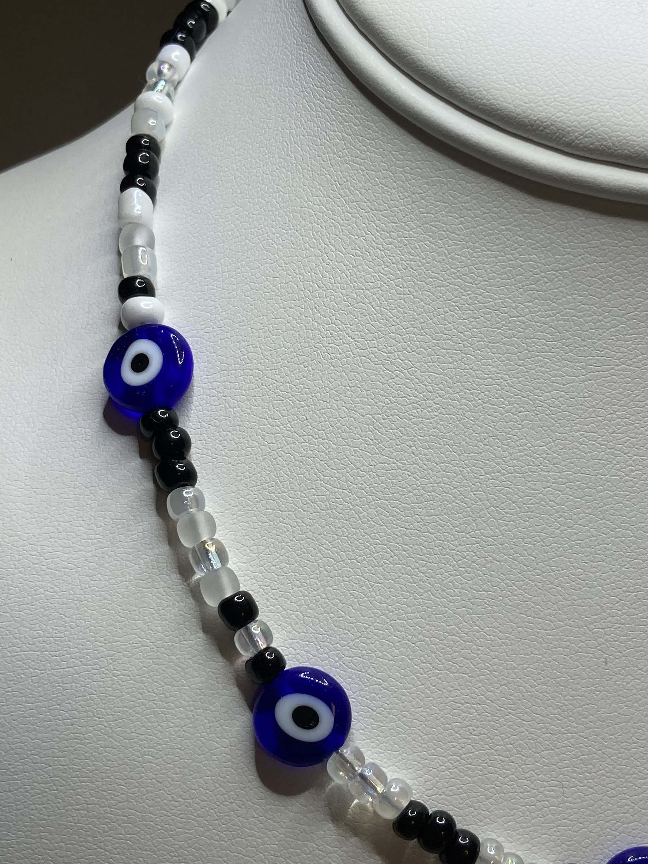 Blue Evil Eye Necklace / Seed Bead Evil Eye Necklace / Beaded | Etsy