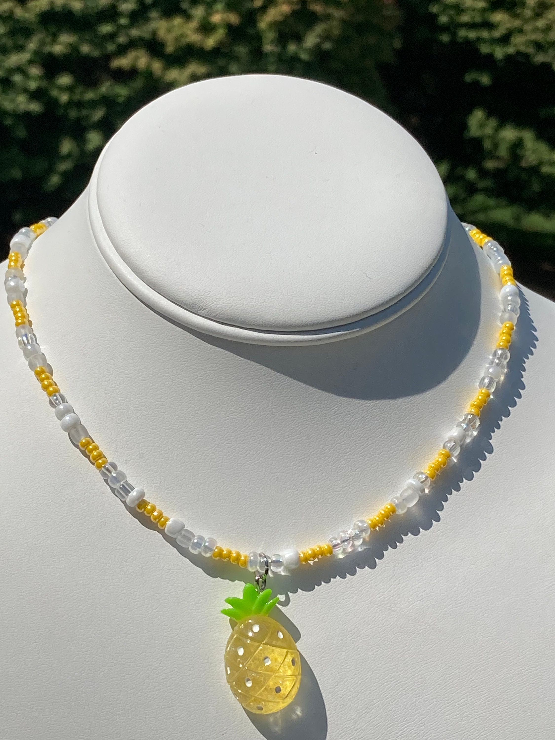 Pineapple Seed Bead Necklace / Yellow Pineapple Seed Bead