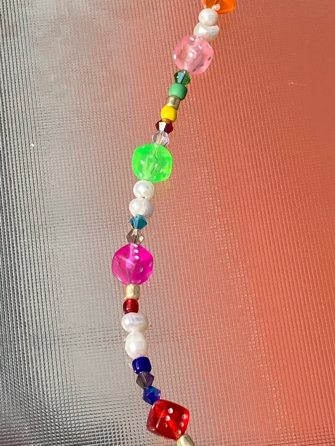 Dice Necklace / Y2K Beaded Necklace / Freshwater Pearl / Etsy