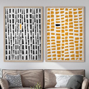 Black Yellow Abstract Prints, Minimalist Wall Art, Contemporary Poster Collage, Ethnic Abstract Modern Afro Pattern Set, Ethnic Abstraction