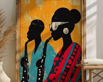 Vintage Jazz Club Art Print – African American Musicians of the