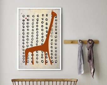 Giraffe Abstract Print, African Animal Wall Art, Savannah Nature Contemporary, Africa Lover Gift Idea, Safari Nursery Poster, Safari Nursery