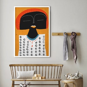 African Woman Art, Contemporary Afro Motive Print, Colorful Abstract Ethnic Print, African Minimalist Modern Illustration, Abstract Print