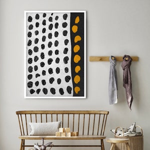 Black White and Yellow Dots Poster, Abstract Modern Print, Afro Ethnic Conceptual Art, African Contemporary Wall Print, Gift Idea, Home Art