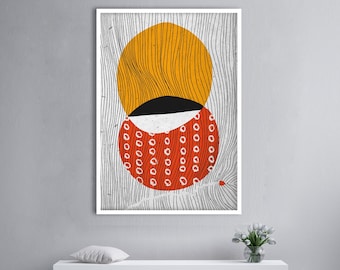 Mid century African Wall Art, Contemporary African Motive Art, Colorful Abstract Print, African Pattern Minimalist Modern Illustration