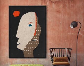 Afro Portrait Abstract Artwork, Modern Collage, Contemporary Poster, Ethnic Motive Conceptual Art, African Ethno Illustration Man, Gift Idea