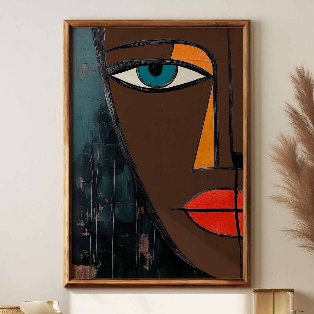 Abstract Face Art Print: Modern Cubist Woman Portrait - Etsy