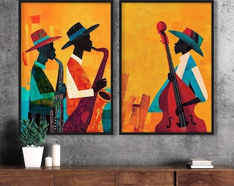 Vintage Jazz Club Art Print – African American Musicians of the
