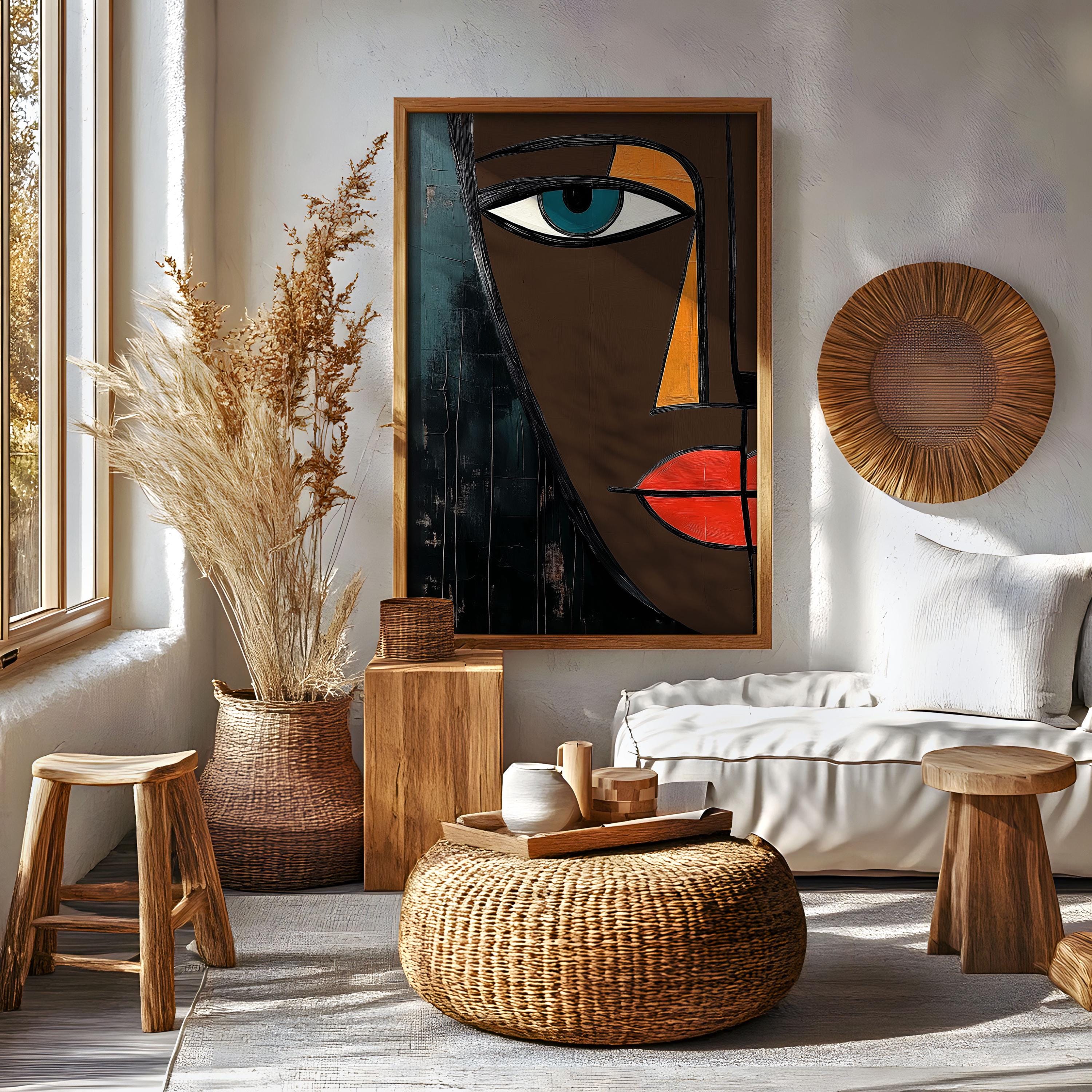 Abstract Face Art Print: Modern Cubist Woman Portrait - Etsy