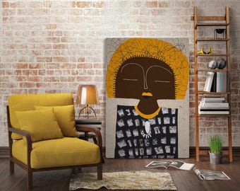 African Woman Abstract Portrait, Afro Ethnic Conceptual Art, African American Modern Wall Print, Afro Ethno Poster, Contemporary Collage