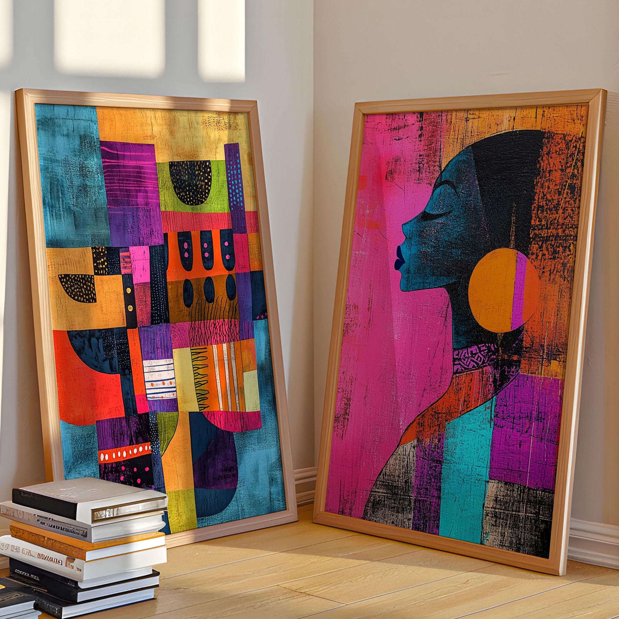 Afrikanerin Kunstdruck: Buntes Boho Afro Dekor