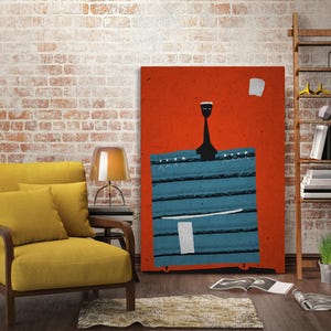 Colorful Abstract African Art, Ethnic Wall Art, Afro Contemporary Artwork, Folk Modern Illustration, Contemporary Collage, Red Blue Print