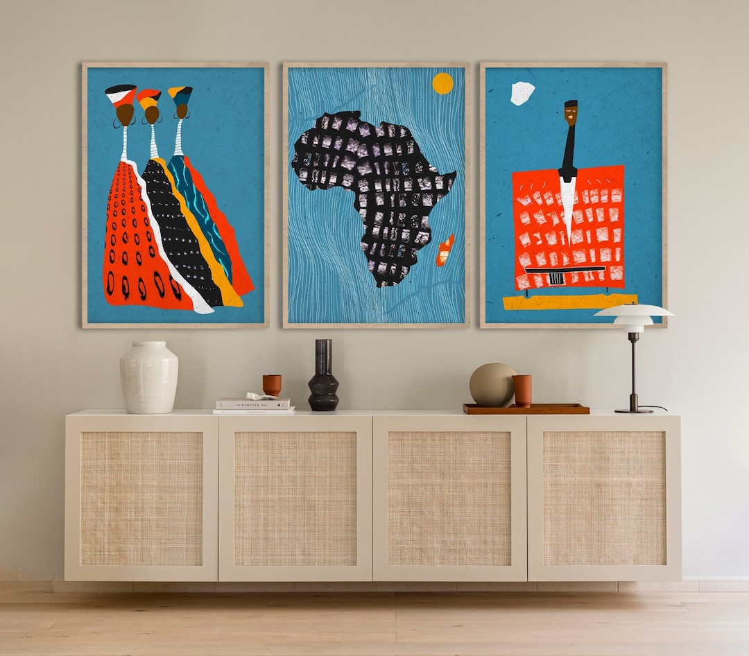 African Abstract Art Print, Contemporary Afro Home Decor, Multi Color ...