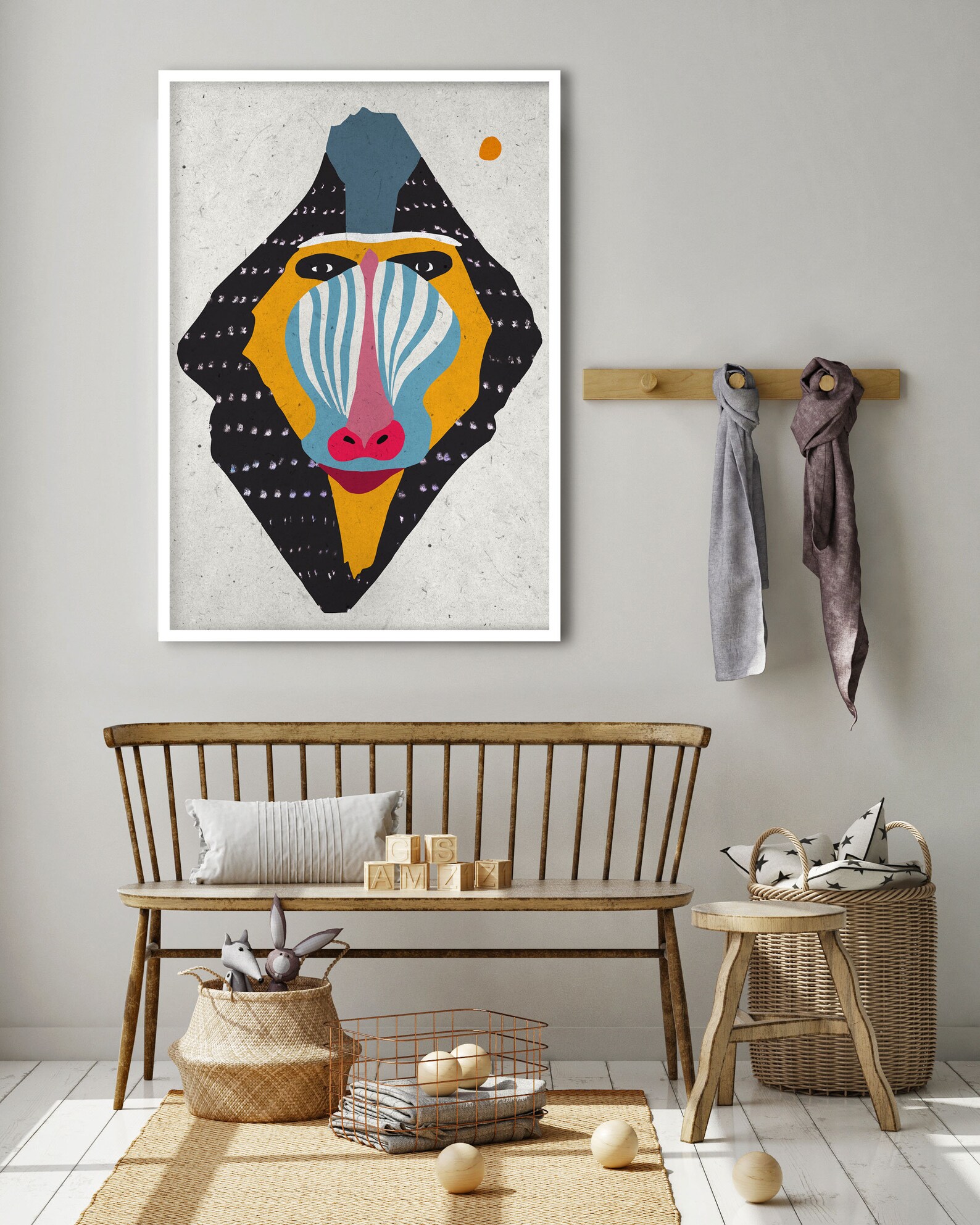 African Animal Wall Art Monkey Baboon Poster Safari Prints Etsy