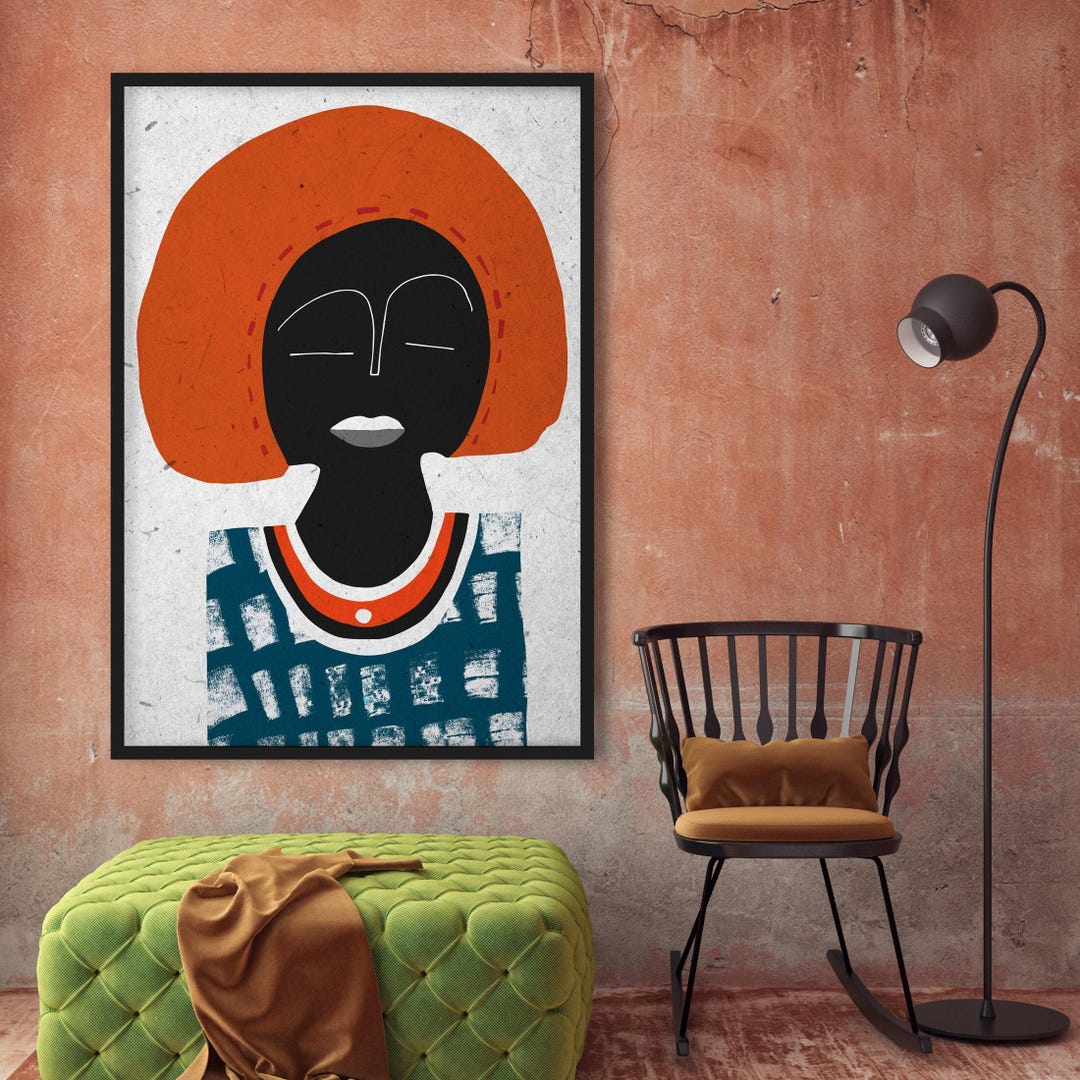 Abstract African Woman Portrait, Contemporary Ethno Abstraction, Afro ...