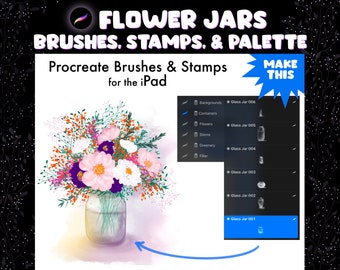Flower Jar Procreate Brushes | for You+1 Other (Great Gift!) w/our Plus-1 & Commercial License - Use for End Products (e.g., Stationery)