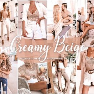 15 Creamy Beige presets, Fashion Presets and Pastel Presets for Lightroom Mobile and Lightroom Desktop