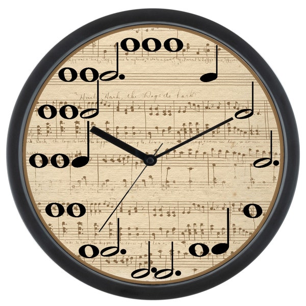 MUSIC Clock, Musical Notes clock,Music Teacher Clock, Novelty Wall Clock, gift, College Teacher, Student,Professor, Musician,Piano Clock