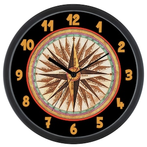 VINTAGE NAUTICAL Compass Clock, Compass Design Wall Clock, New Home Gift, Bestseller Wall Clock, New Design Clock, Home Decor Art, Compass