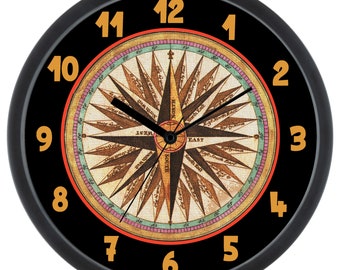 VINTAGE NAUTIK Kompass Uhr, Kompass Design Wanduhr, Geschenk des neuen Hauses, Bestseller Wanduhr, Neue Design Uhr, Wohnkultur Kunst, Kompass