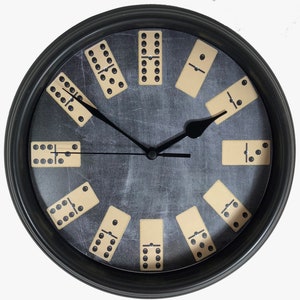 DOMINO Wall Clock, Dominoes Novelty Wall Clock, Personalized Dominoes Clock, Game Room Clock, Gift for Him,Domino Player Gift,Domino Player