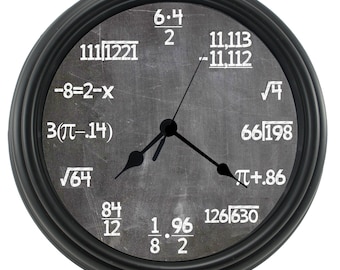 MATH Clock, Teacher Gift, Math Expressions Wall Clock,Teacher Appreciation,Novelty Wall Clock,Classroom Clock,Teacher Gift, Arithmetic Clock