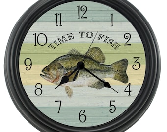 TIEMPO PARA PESCA Reloj, Pesca Regalos para papá, Regalos para pescadores, Novedad reloj de pared, decoración, Pesca se ha ido, Día del padre, Reloj de pesca, Regalo para él